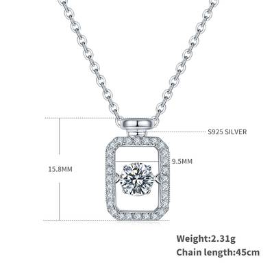 Dancing Perfume Bottle 0.5ct D Color Moissanite Necklace in S925 Silver Platinum Plated
